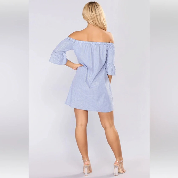Fashion Nova Striped Dress - Size Small | Color: Blue - Picture 4 of 4